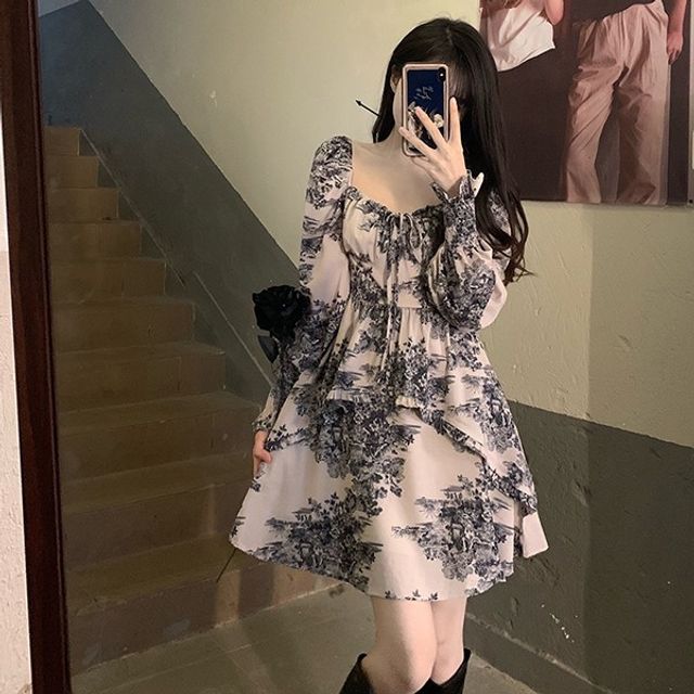 여자원피스 프릴 원피스 패턴 미니원피스 1컬러