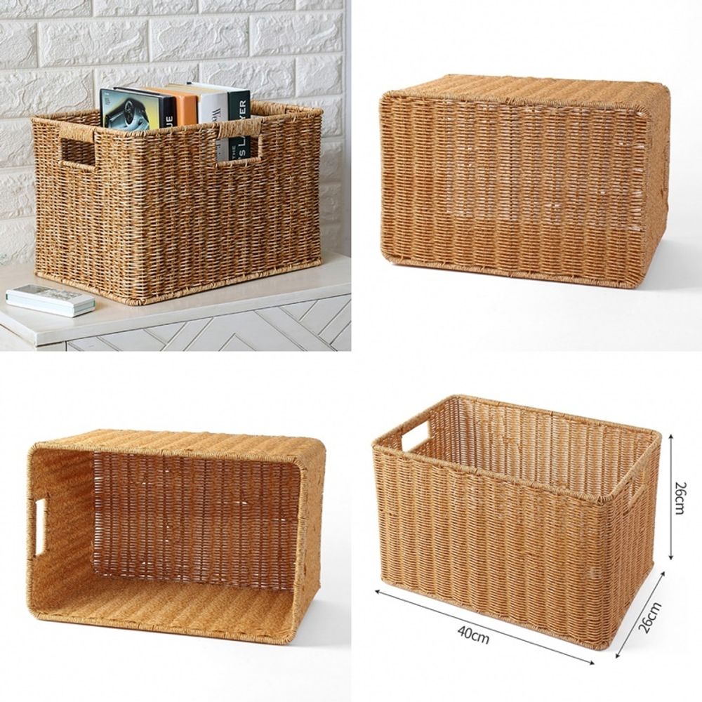 라탄짜임 사각 바구니 40x26cm 정리함