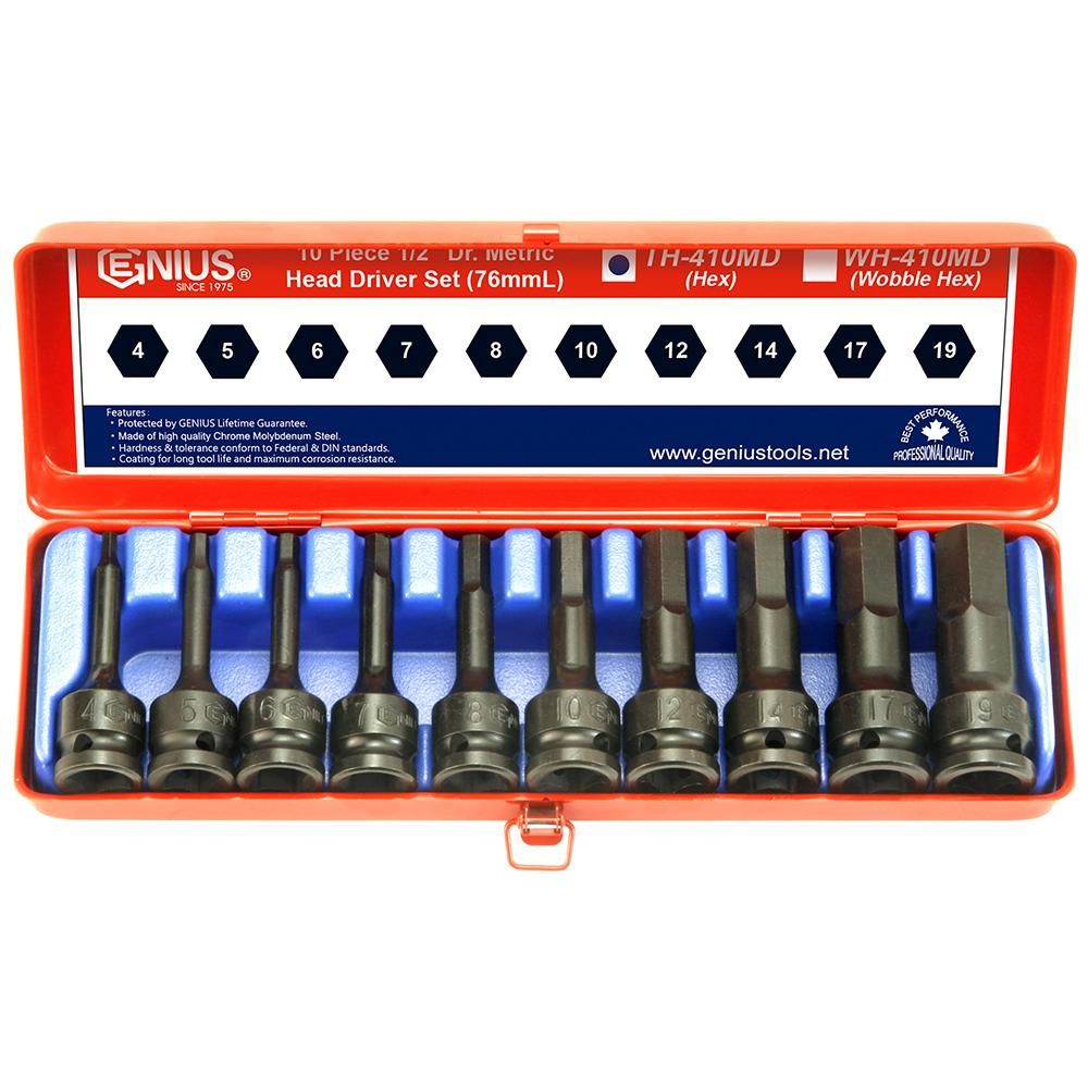 지니어스 임팩육각비트소켓세트 1/8x4-19x76mm 10pcs