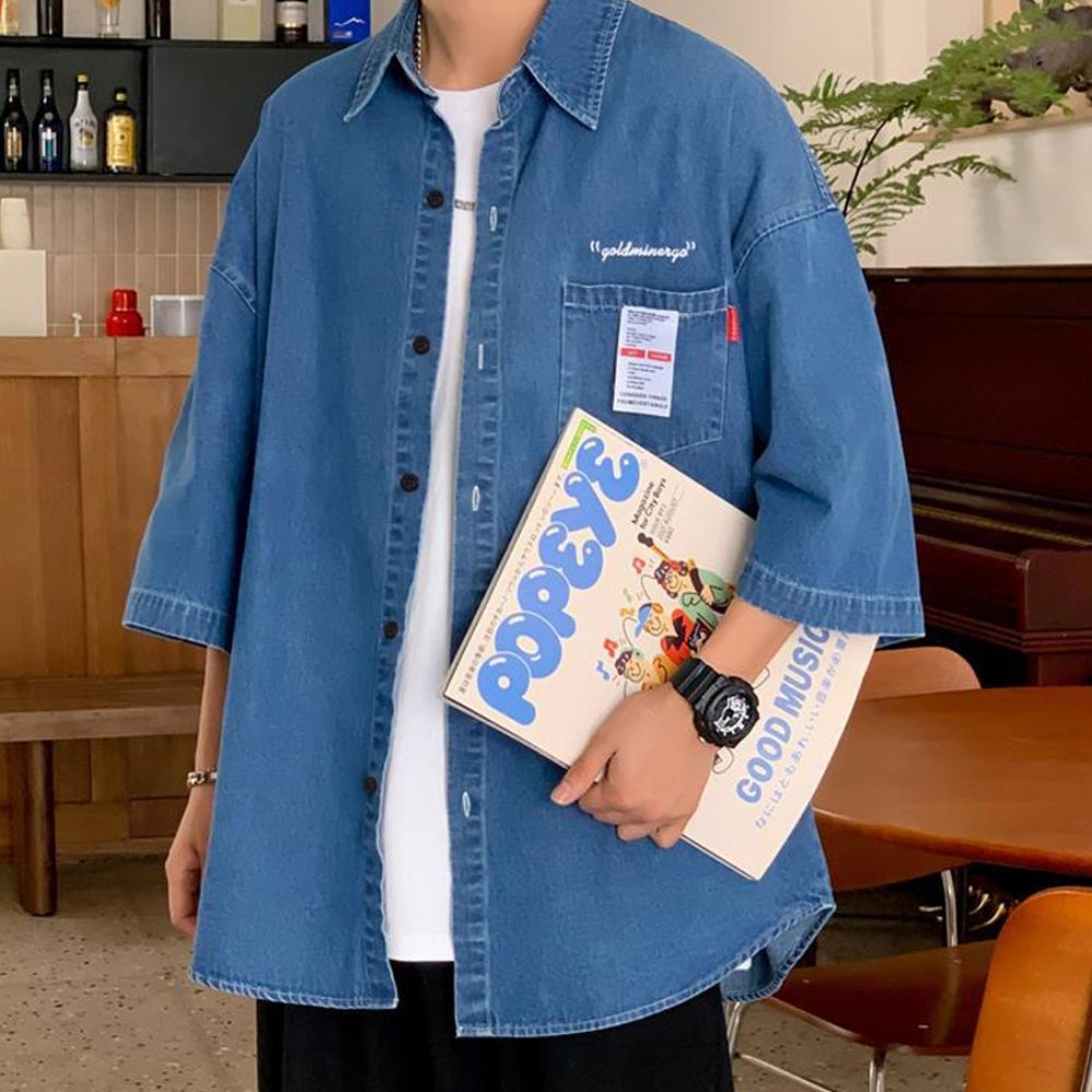 봄 여름 데일리 아이템 남성 데님 남방 반팔셔츠