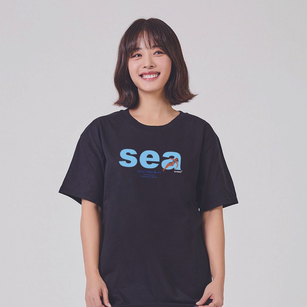 키밍 SEA 비키니 여인 바다 20대반팔 얇은티