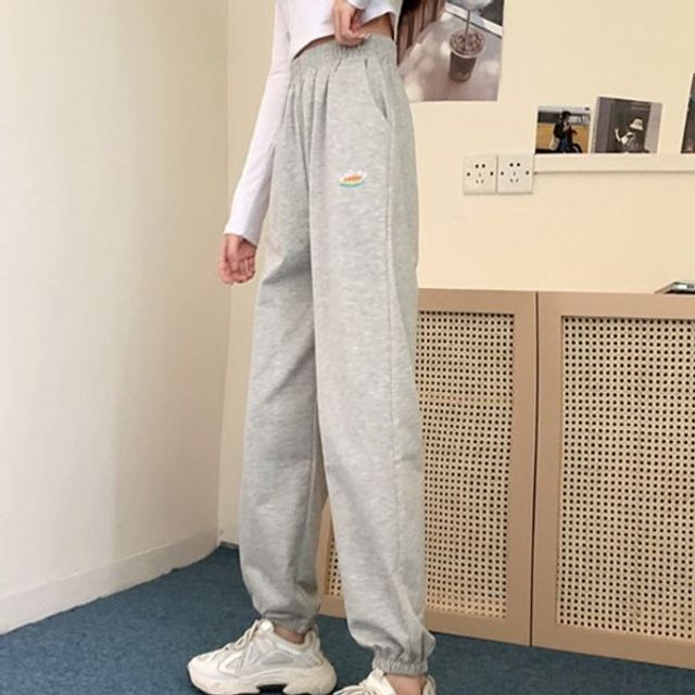 자수 여자 조거바지 트레이닝복 바지 여성 조거팬츠