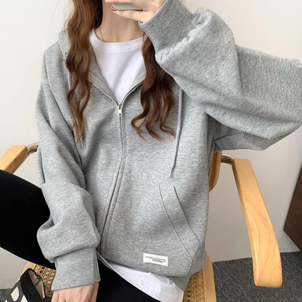 간절기 코튼소재 오버핏 양쪽포켓 여성 후드집업