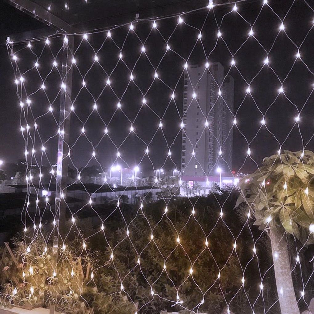 투명선 LED 그물네트 백색 지니전구 200구 (1x2M)
