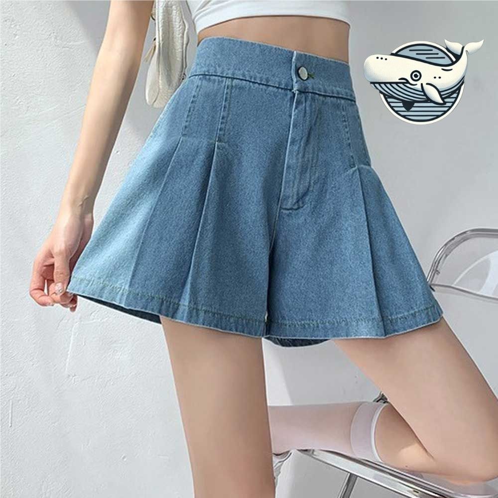스타일리쉬 데님 주름 반바지 편안한 캐주얼
