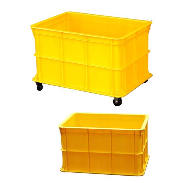 사각 점보 박스 플라스틱 대형 운반 상자 노란 130L