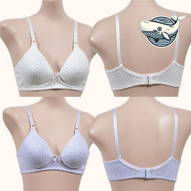 편안한 면 소재 여성 노와이어 브라 폴카도트