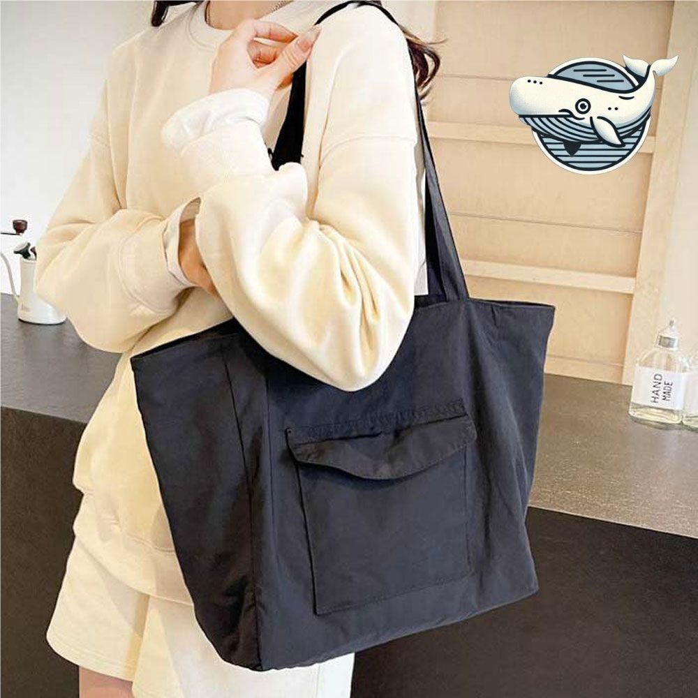 대학생 필수품 대용량 앞포켓 에코 숄더백