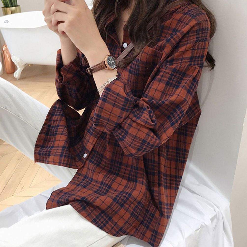 여성 여성체크셔츠 기본카라셔츠 데일리 여성체크