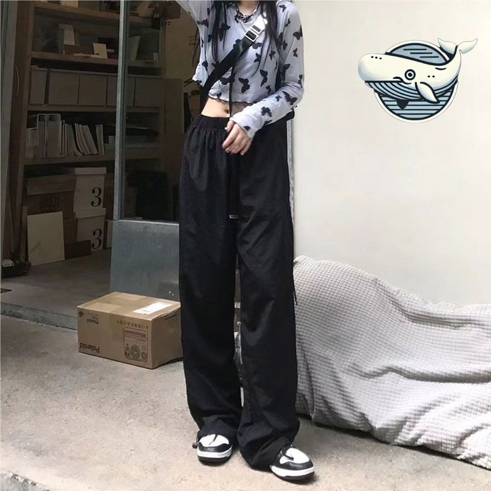 여자 편안한 스트링 밴딩 슬랙스 루즈핏 통바지