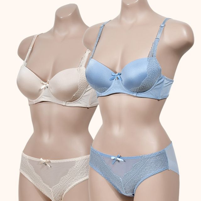 섬세한 볼 B컵 레이스 세트 브라팬티 4컵 패