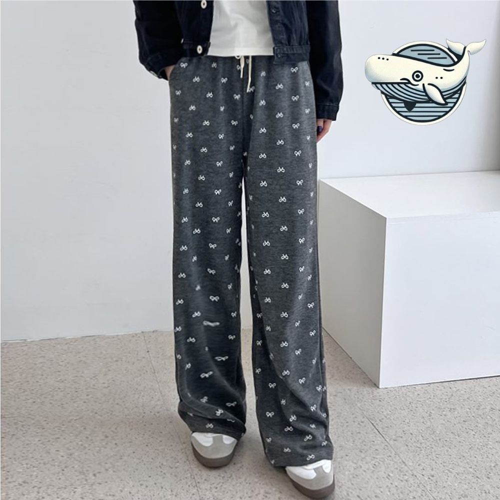 편안한 밴딩팬츠 여성 트레이닝복 리본 장식