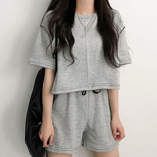 베이직 스티치 여성셋업 여름철셋업 셋업 의류 3컬러