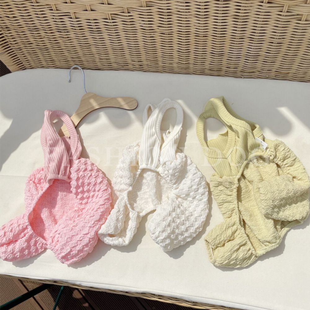 강아지 엠보 멜빵 올인원 1P 반려견 봄가을 바지