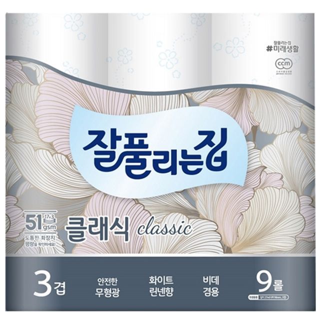 미래생활 잘풀리는집 더 도톰한 3겹 퀼팅 9롤 화장지