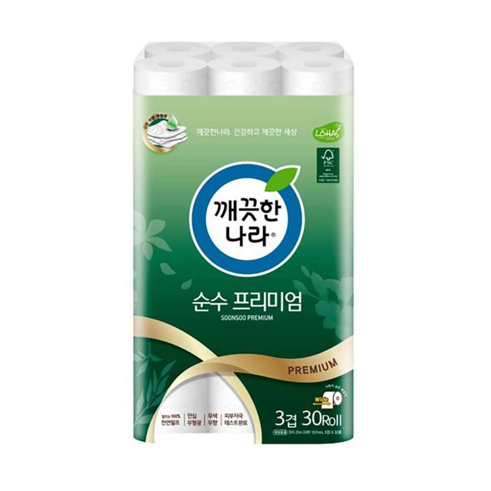 무형광 무향 깨끗한나라 순수 화장지 33m 30롤