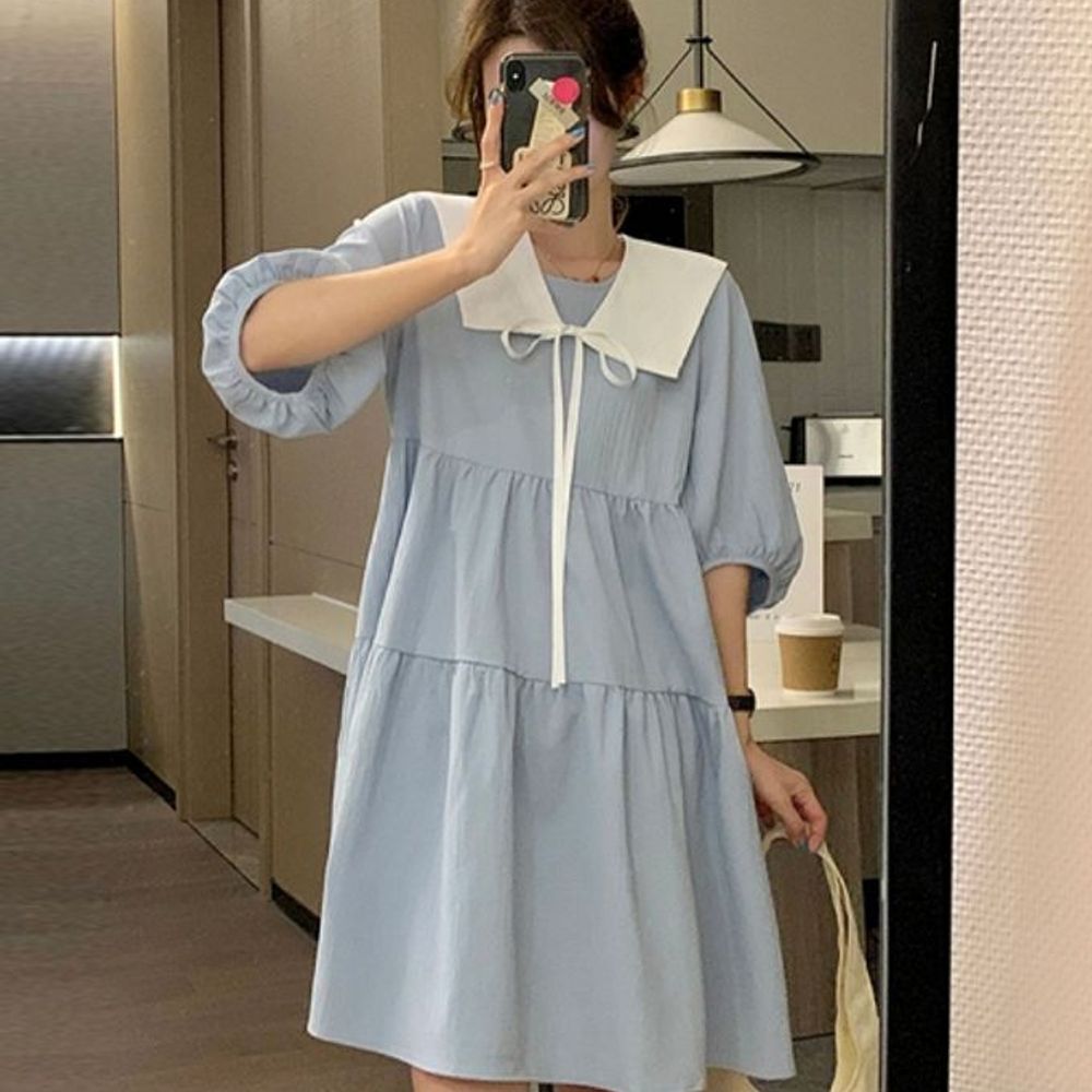 봄원피스 카라넥원피스 셔링원피스 미니원피스 A