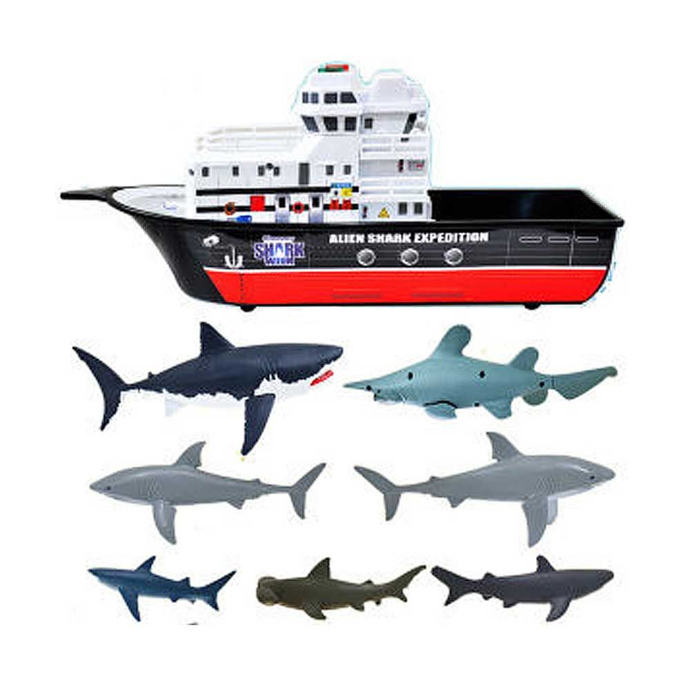 상어 피규어 장난감 보트 모형 바다 동물 탐험 놀이