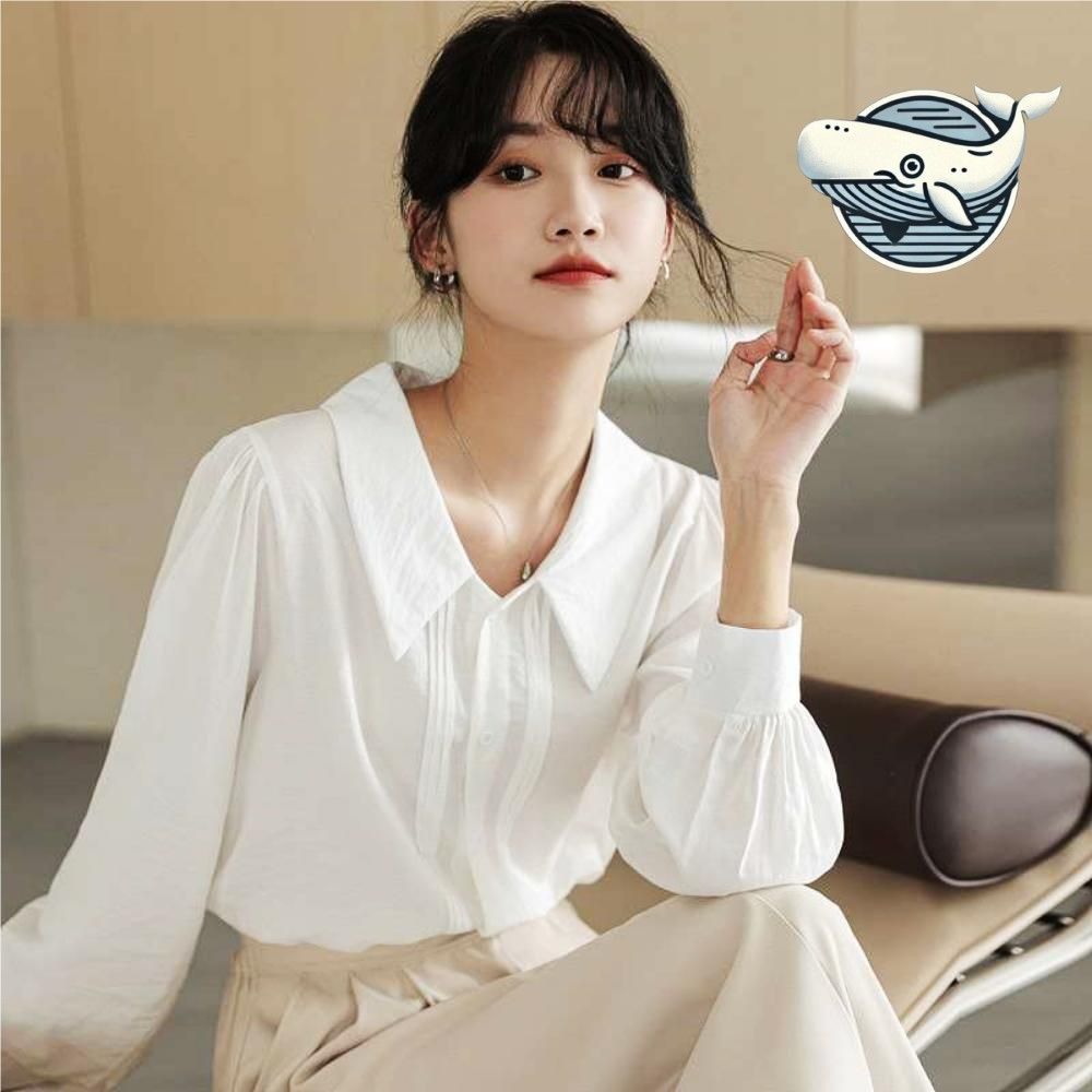여성 편안한 빅카라 블라우스 소프트 셔링