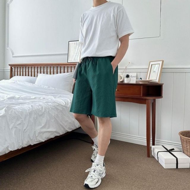 잘렌 시어서커 남자 기본 엠보싱 데이 반바지 커서 여