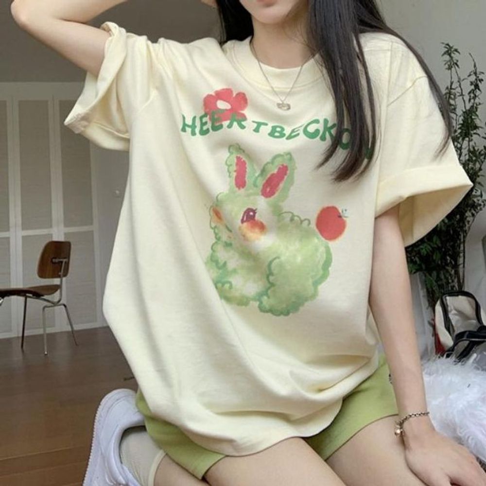 귀여운티셔츠 토끼티셔츠 티셔츠 루즈핏 데일리티