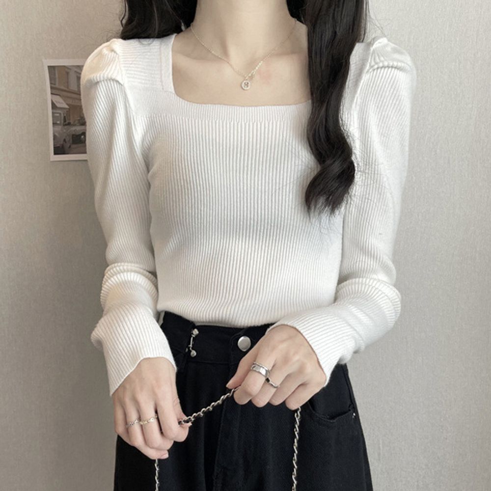 캐주얼 웨어 58 스퀘어넥 봄가을 상의 긴팔