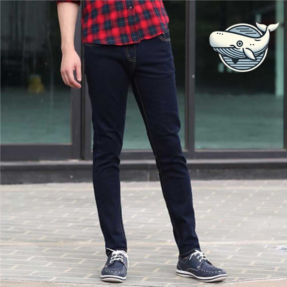 편안한 남자 진청 데님 슬림핏 팬츠 빅사이즈