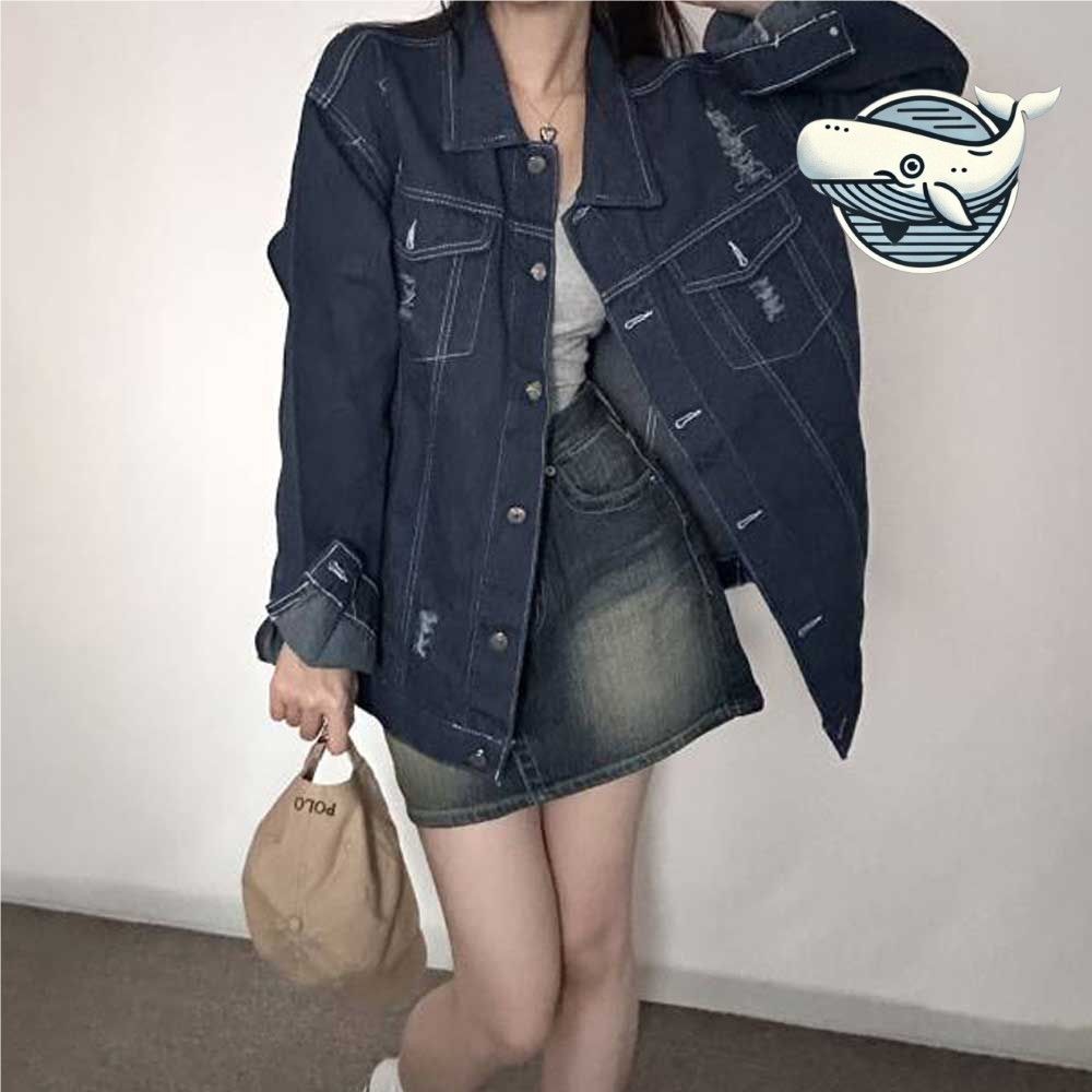 스타일리시 캐주얼 데님 자켓 여성용 스탠다드핏