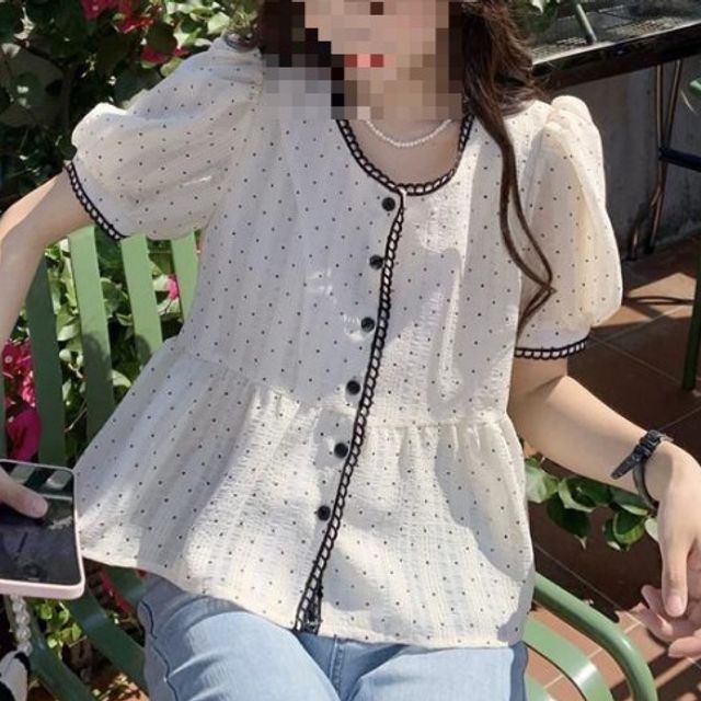 도트 플레어 블라우스 ST111
