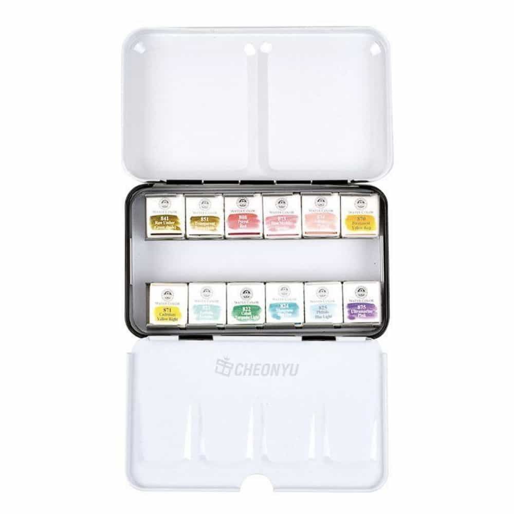 전문가용 고체 물감 12색 고체물감세트 수채화고체물감