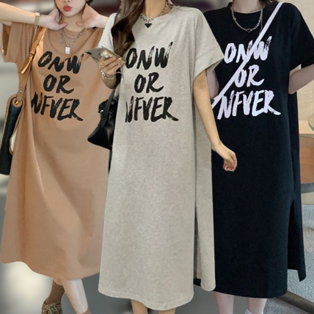 여성 데일리 여름 반팔 박스 롱 긴 원피스/여