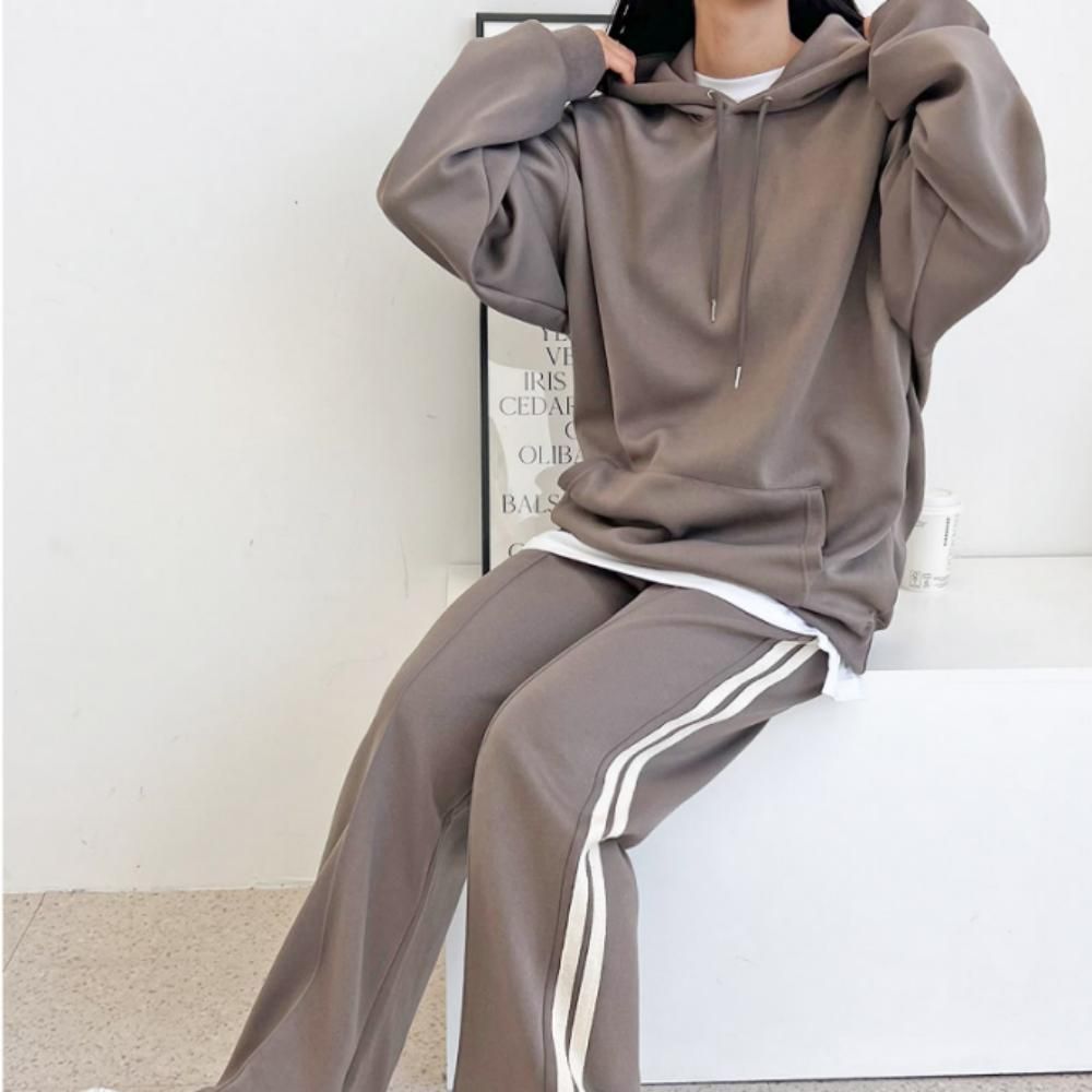 여성 빅사이즈 오버핏 후드티 라인 트