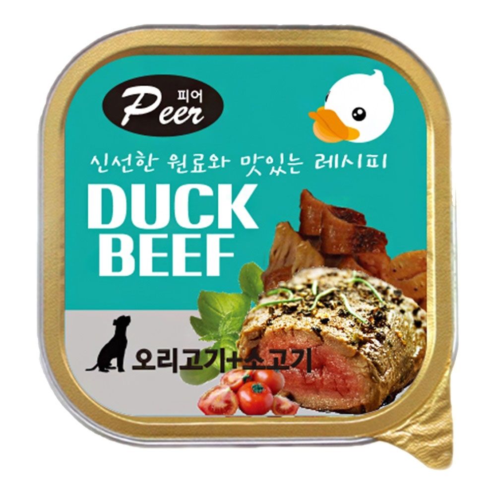 피어 사각캔 오리고기+소고기 100g X24개 강아지 간식