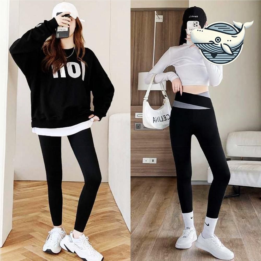편안한 배색 9부 레깅스 여성 슬림핏 운동복