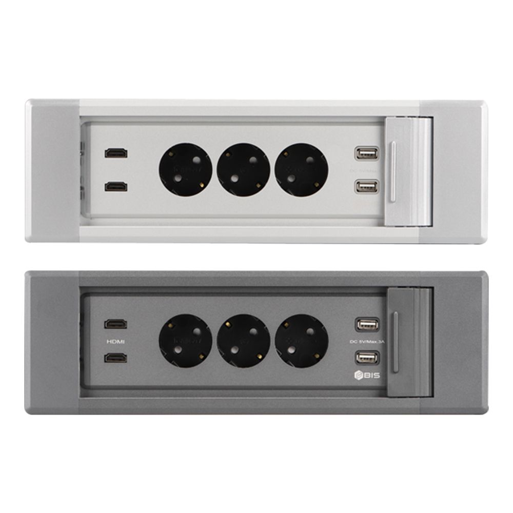 KC 3in1 슬라이딩 매립형 3구 콘센트 USB HDMI 빌트인