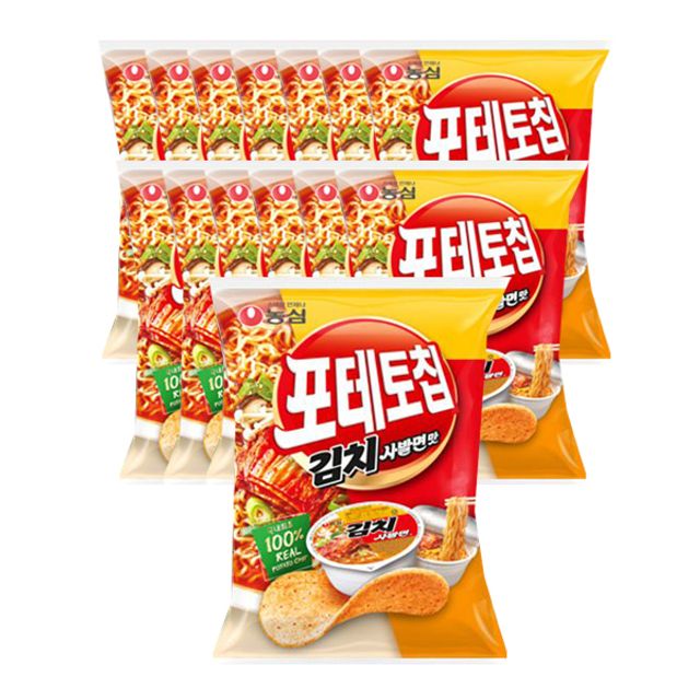 농심 포테토칩 김치사발면맛 60g x 16개
