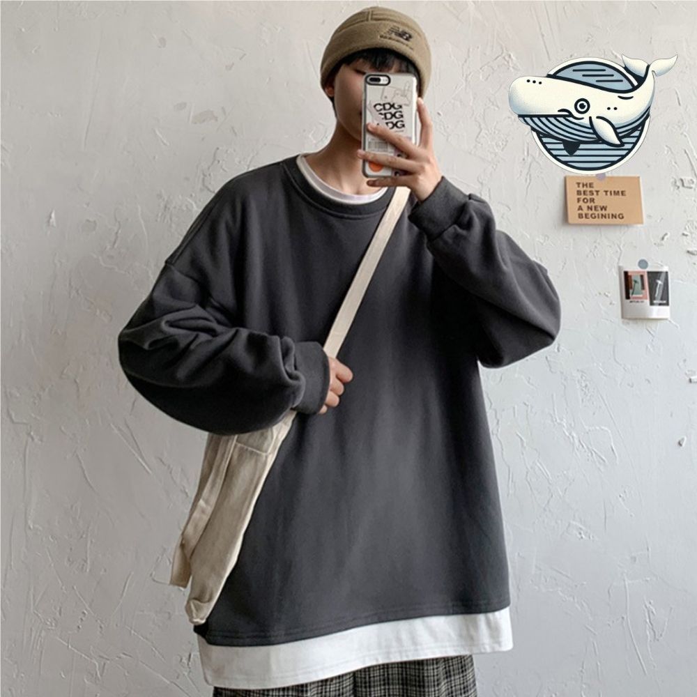 편안한 남성 긴팔티셔츠 레이어드 스타일 기본