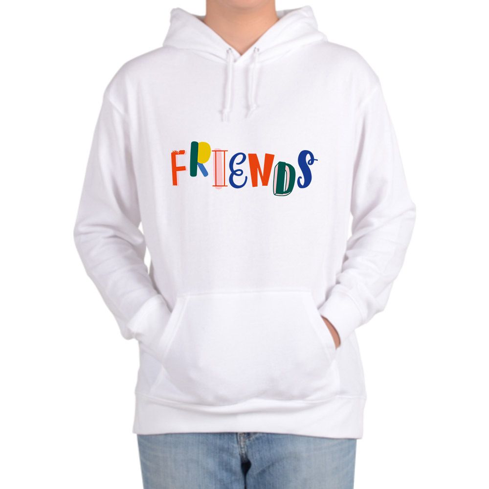 기모후드티 친구 FRIEND 영어단어 무지개색 디자인