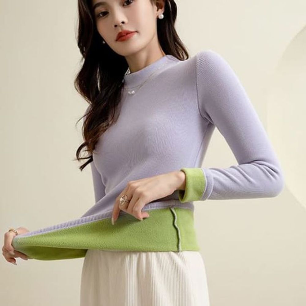 베이직 상의 보온 여성 긴팔티셔츠 기모 여성상