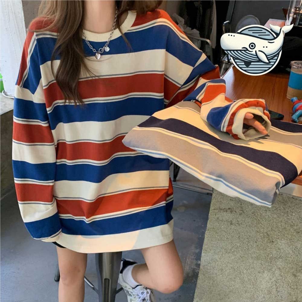 루즈핏 스트라이프 긴팔티 캐주얼 데일리웨어