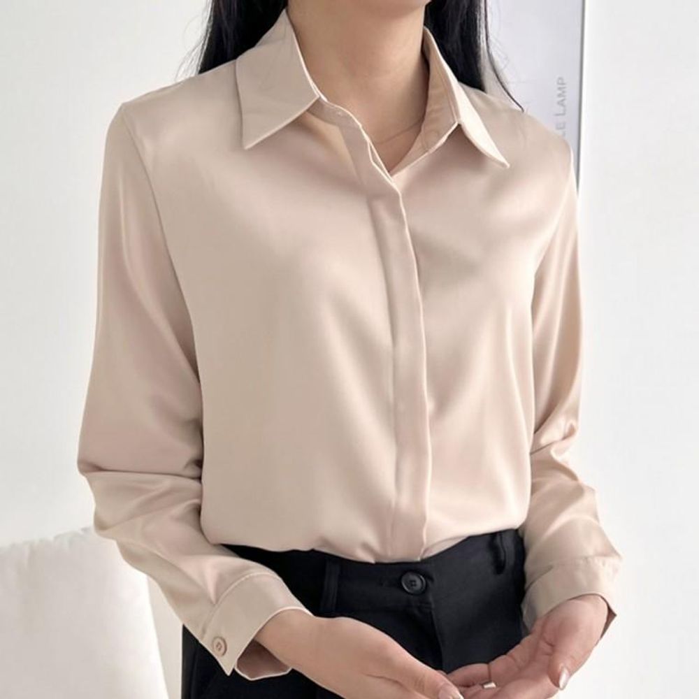 블라우스 긴팔 여자 여성 남방 셔츠 기본 베이직 데일