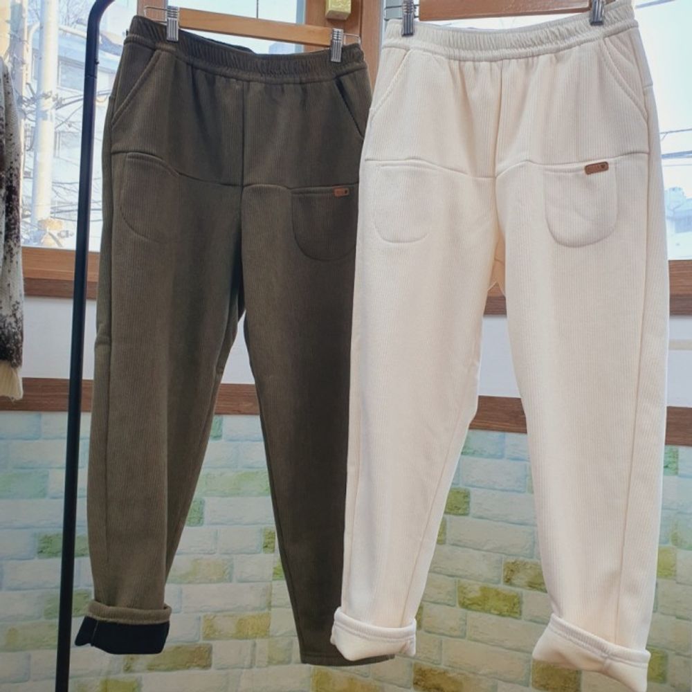 밴딩편한 기모 코듀로이 캐쥬얼 쁘띠 포켓 팬츠