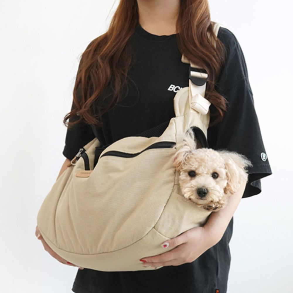 강아지 처짐방지 슬링백 베이지 M 1P 외출 이동 가방