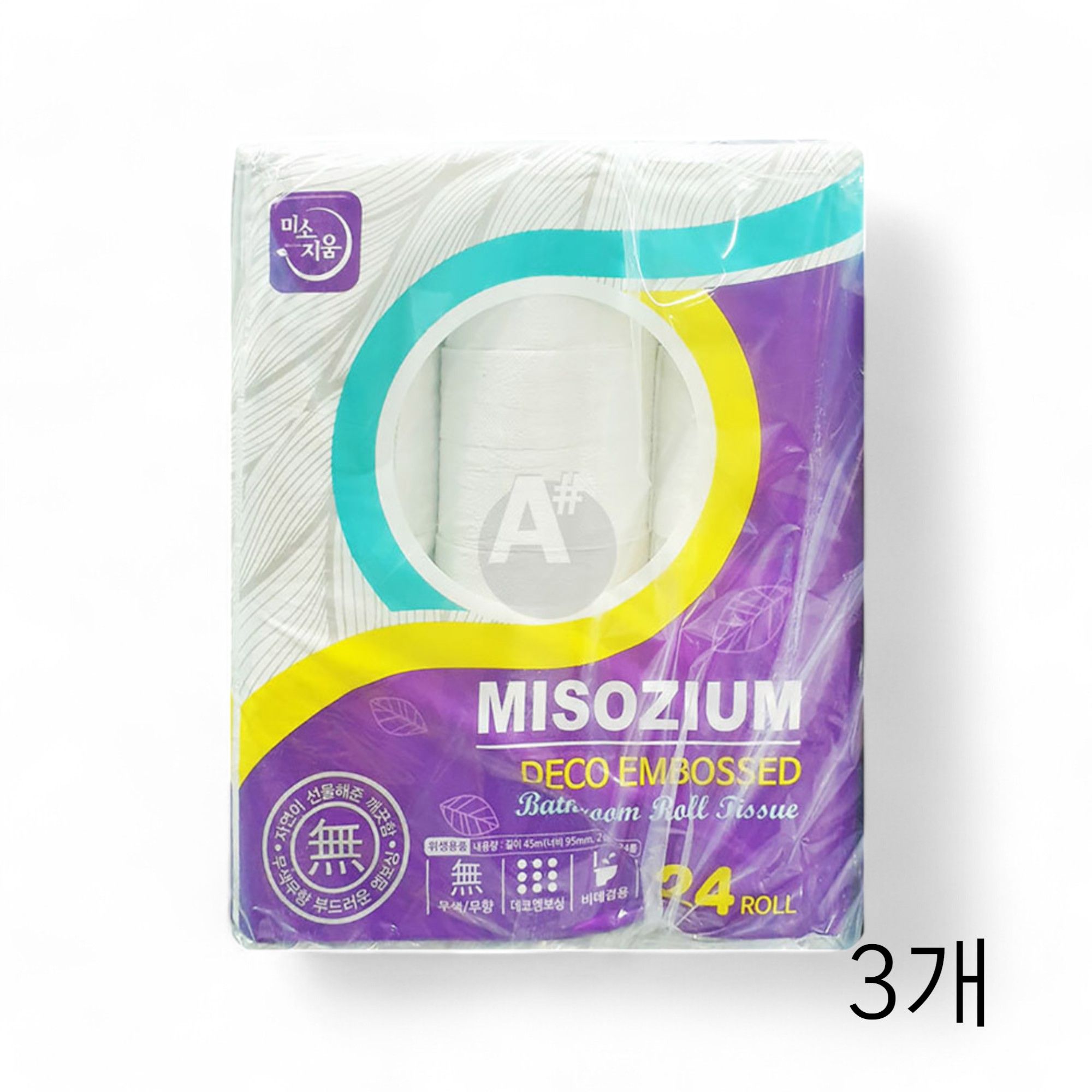 미소지움 엠보싱 화장지 45m 24롤 X3개 두루마리휴지