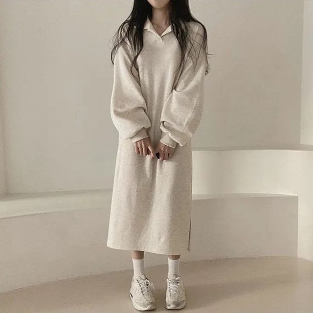 LK-TA12 오버핏 패션 카라원피스 원피스