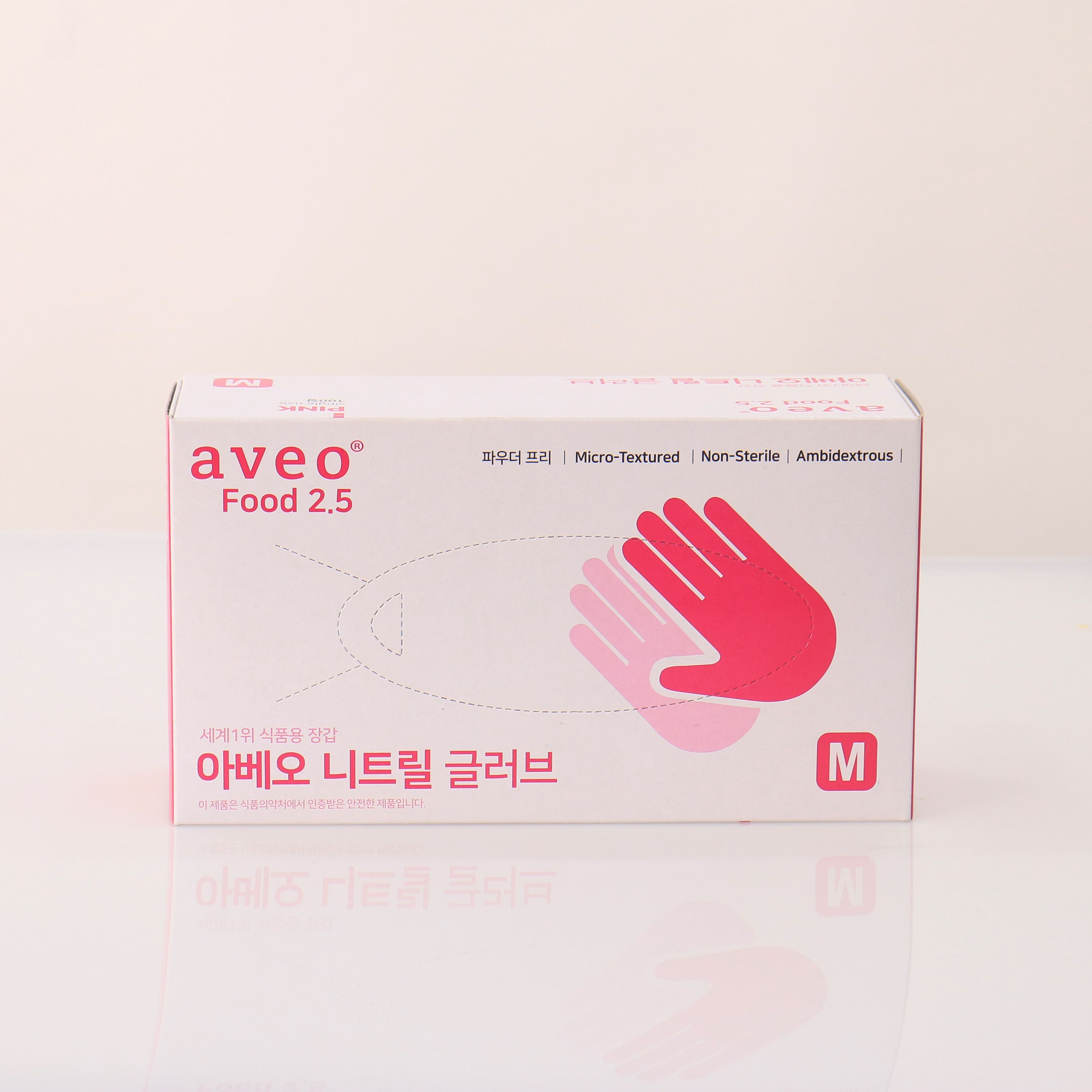 아베오 식품용 니트릴 장갑 핑크 100매