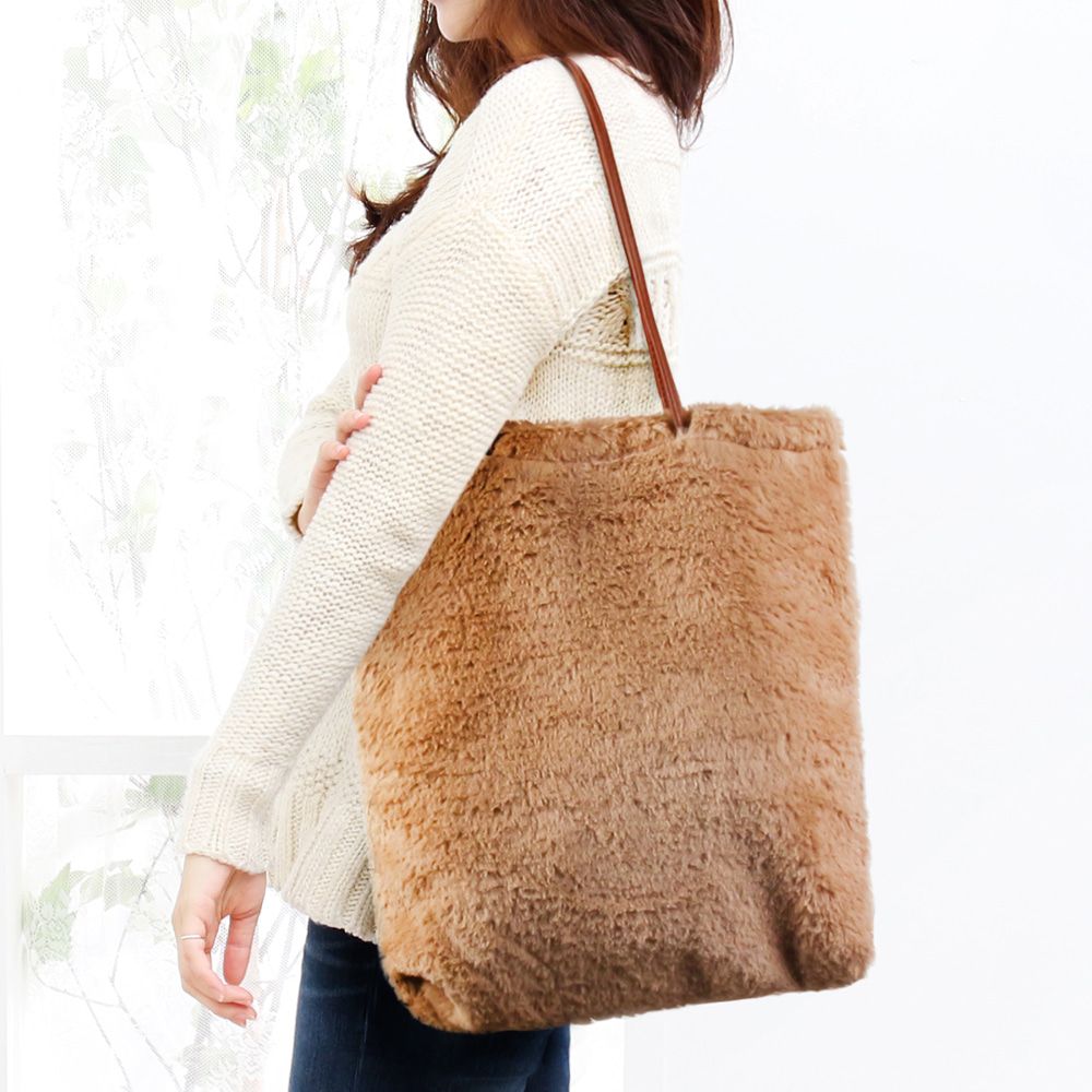 밍크 에코 퍼 스퀘어 캐주얼 숄더백 쇼퍼백