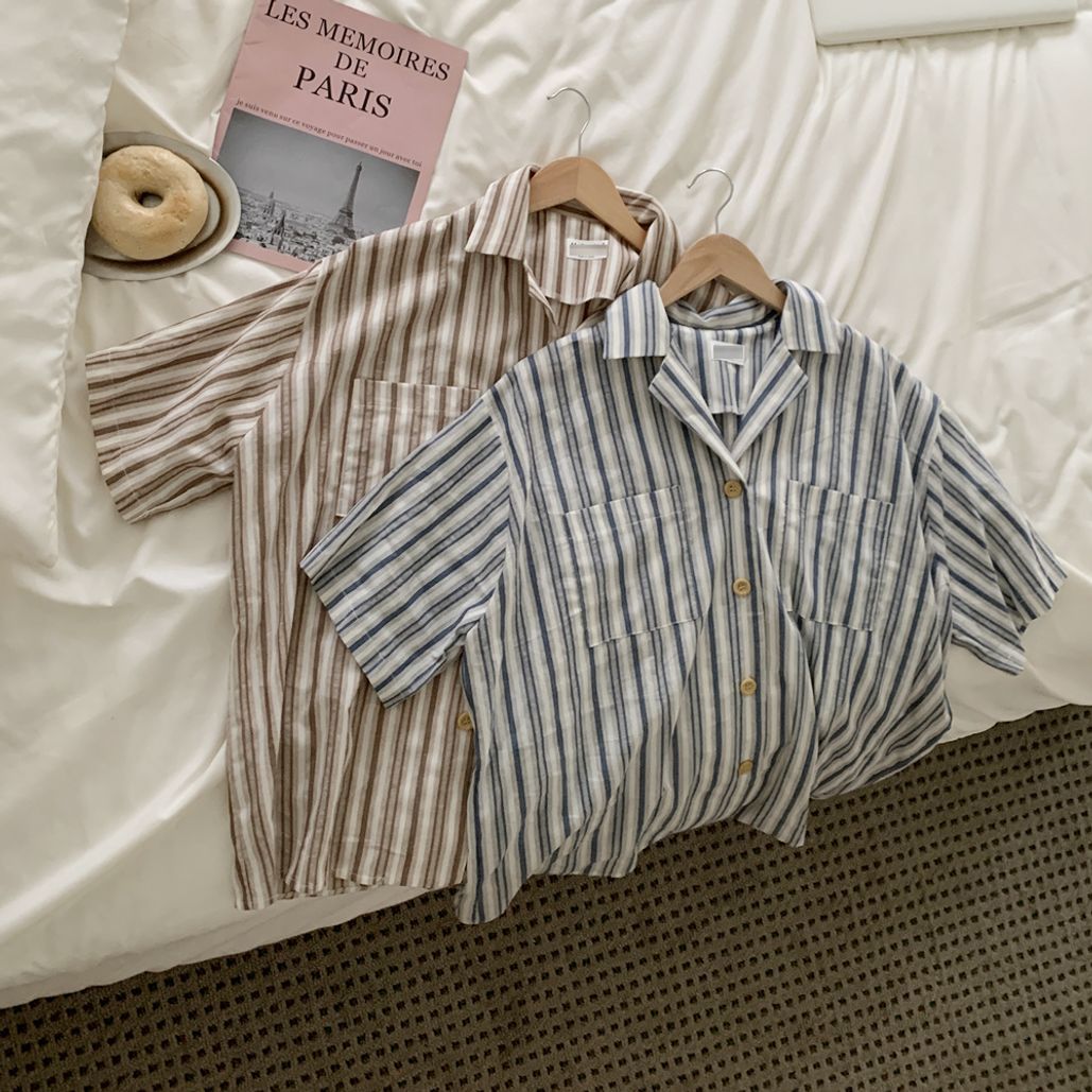 408S502S 산토배색줄지카라자켓 중년 여성