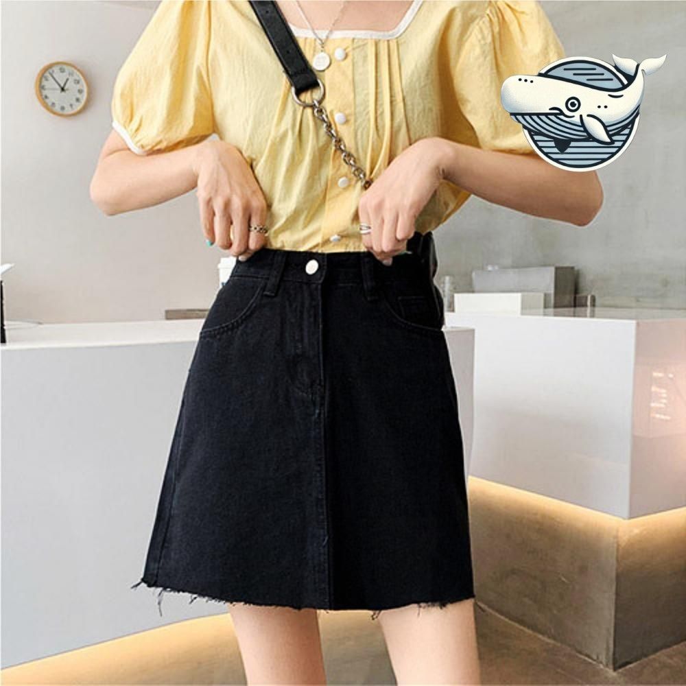 캐주얼 데일리 미니 스커트 블랙 청바지 여성용