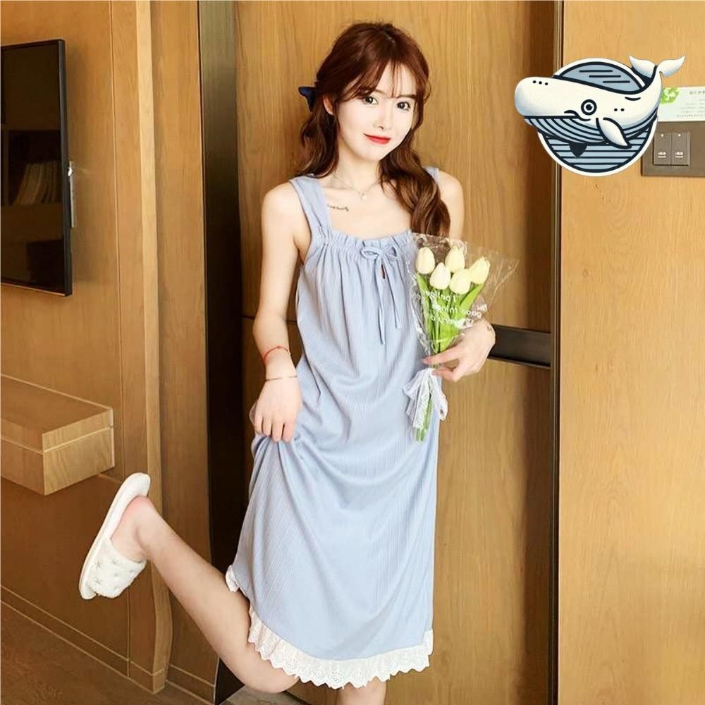 여성 민소매 홈웨어 잠옷 리본 디자인 루즈핏